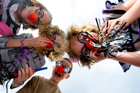 Group Of Kids Looking Down