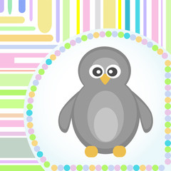 Template frame design for penguin greeting card