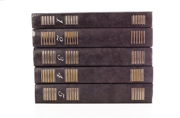 Pile of books isolated on white background