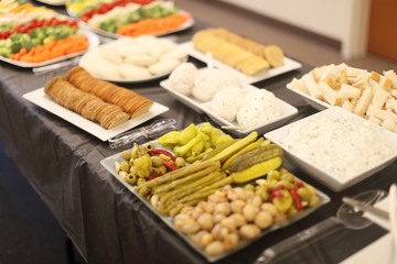 Various appetizers on a table.