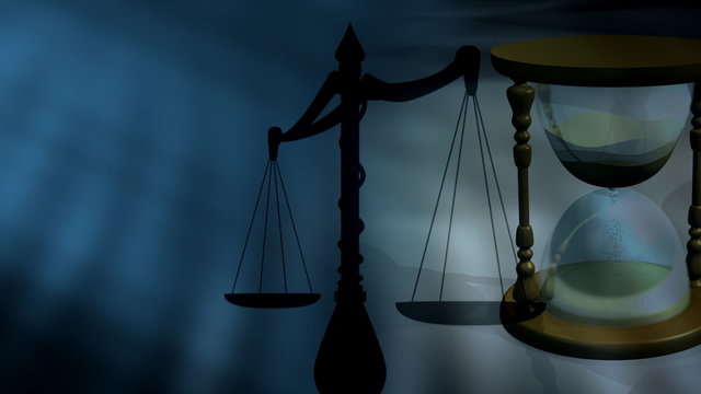 Hour Glass and Scales of Justice Looping Animated Background
