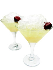 alcoholic liqueur cocktail with cherry