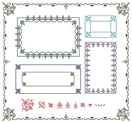 set of abstract elements for creating borders and frames