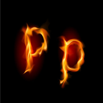 Fiery font. Letter P