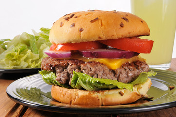 Thick juicy cheeseburger