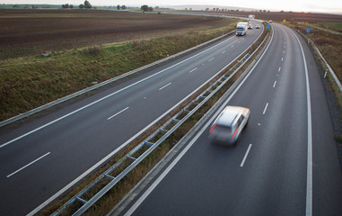 highway traffic - motion blurred truck on a highway