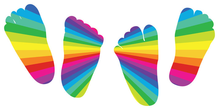 happy rainbow children's feet