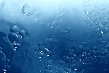 background blue texture with bubbles and water droplets