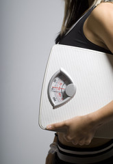 Diet scale and woman portrait shape