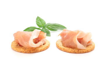 Cracker with ham
