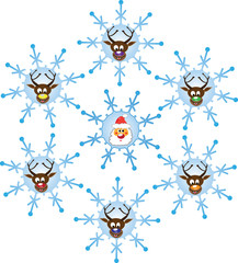 Christmas time with Santa and reindeers. Illustration