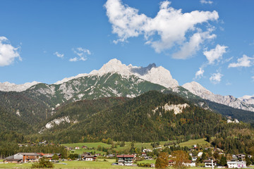 Fototapeta na wymiar Mountain landscape with blue sky above