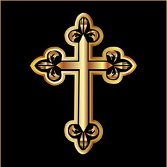 Gold christianity cross vector