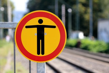 railway passenger station stop sign