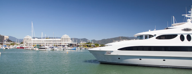 yacht in harbor Cairns