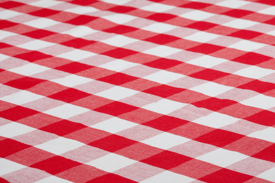 Red Checked Fabric Tablecloth