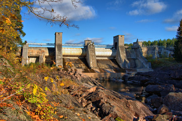 Kind on hydroelectric power station in the city of Imatra