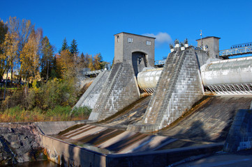 Kind on hydroelectric power station in the city of Imatra