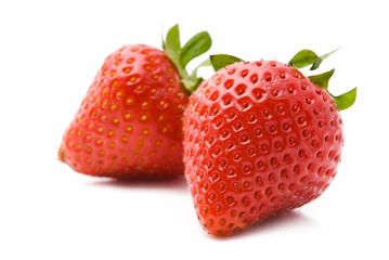 ripe strawberries on a white background