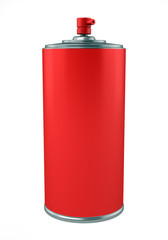 red paint spray can isolated on white background