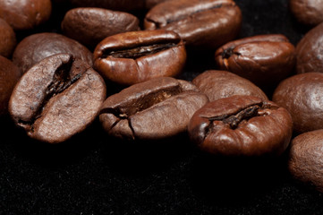 coffee beans on black background