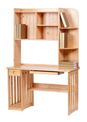 Wooden workstation over white, with clipping path