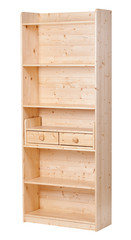 Empty wooden bookcase over white, with clipping path
