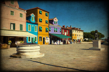 Burano, Venezia, texture retro
