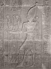 ancient stone relief showing Pharao