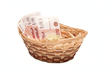 basket with money in it