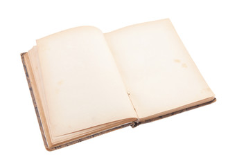 Open old blank book with clipping path