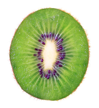 slice of kiwi on white background