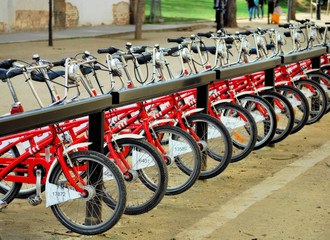 parking for public bicycles in park of barcelona - 36179147