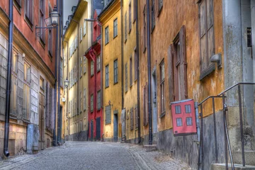Gordijnen Gamla Stan, de oude stad in Stockholm, Zweden © anastasios71