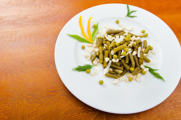 Green bean salad in the plate