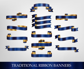 Blue Ribbons Collection - vector illustration