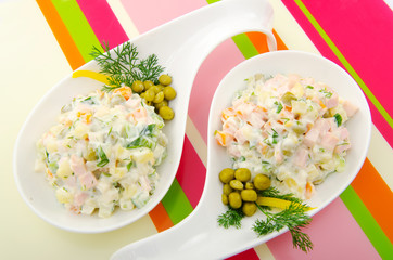 Delicious salad in the plate