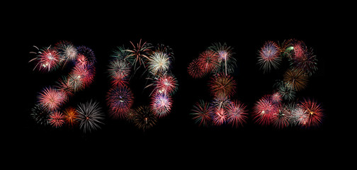 The year 2012 written in fireworks