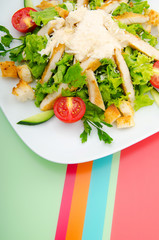 Ceasar salad in the plate