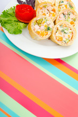 Delicious salad in the plate