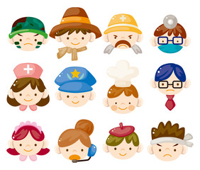 cartoon people job face icons
