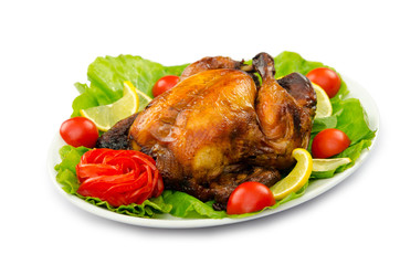 Turkey roasted and served in the plate