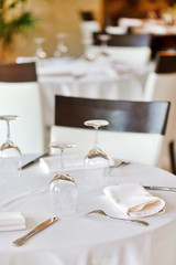 Tables set for meal