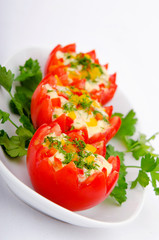 Tomatoes stuffed with russian salad