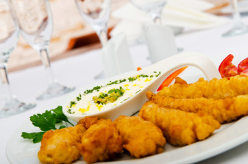 Chicken kebab in the plate