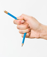 hand with broken pencil