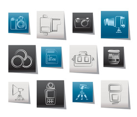 Photography equipment and tools icons