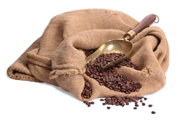 Sack mit Kaffeebohnen, isoliert