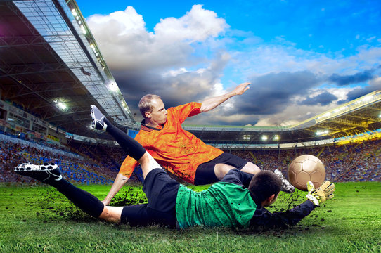 Football player on field of stadium