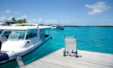 Maldivian speedboats on Male's island